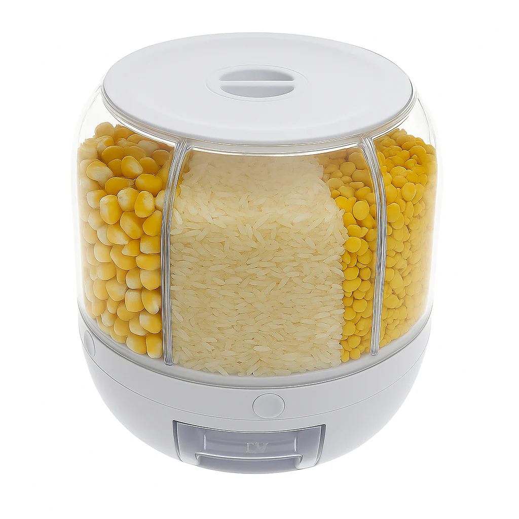 Rotating Rice Dispenser – 5kg Capacity Grain Storage Container