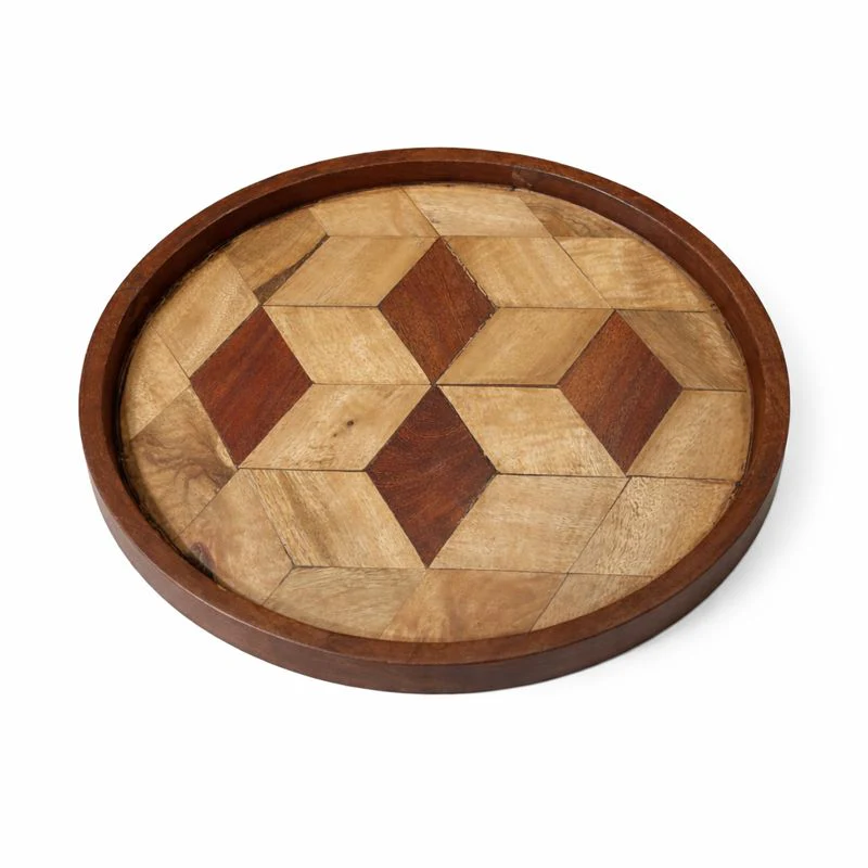 Round Wood Polish Tray – 11 Inch | Handcrafted Wooden Serving & Display Tray - Image 2