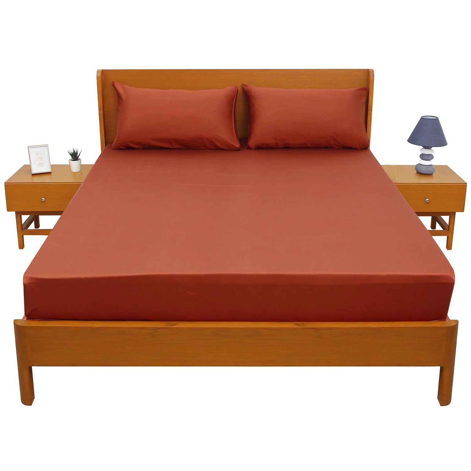 Rust Solid Dyed Double Bed Sheet – 96x102" - Image 3