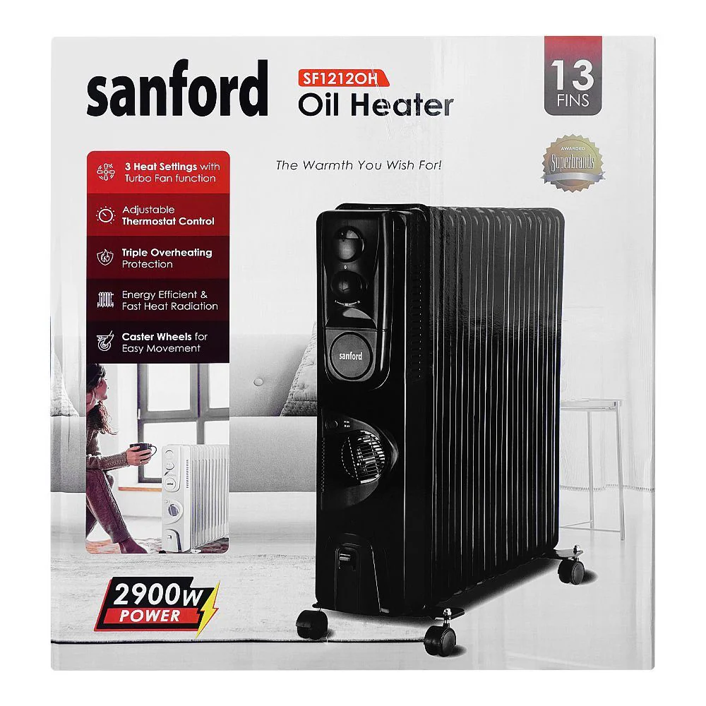 Sanford 13 Fins Oil Heater – 2900W | High-Performance Room Heater, Model SF-1212OH - Image 2