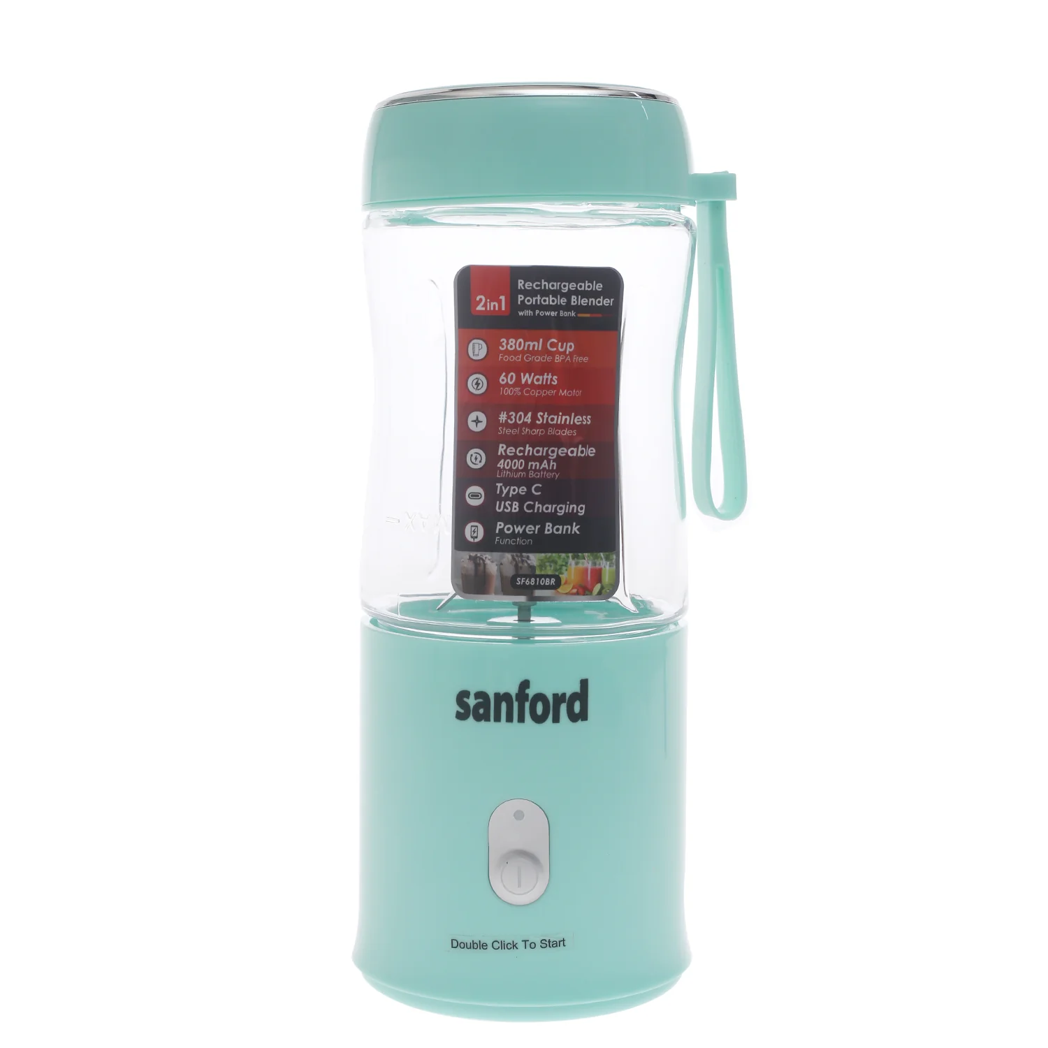 Sanford Rechargeable Portable Blender – 380ml | USB Rechargeable 2-in-1 Blender & Power Bank