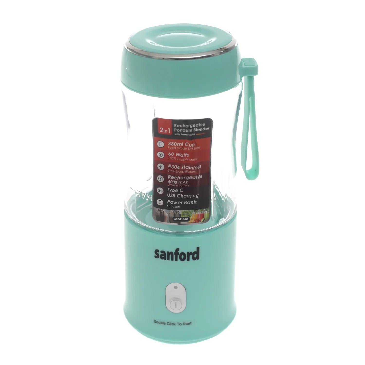 Sanford Rechargeable Portable Blender – 380ml | USB Rechargeable 2-in-1 Blender & Power Bank - Image 2