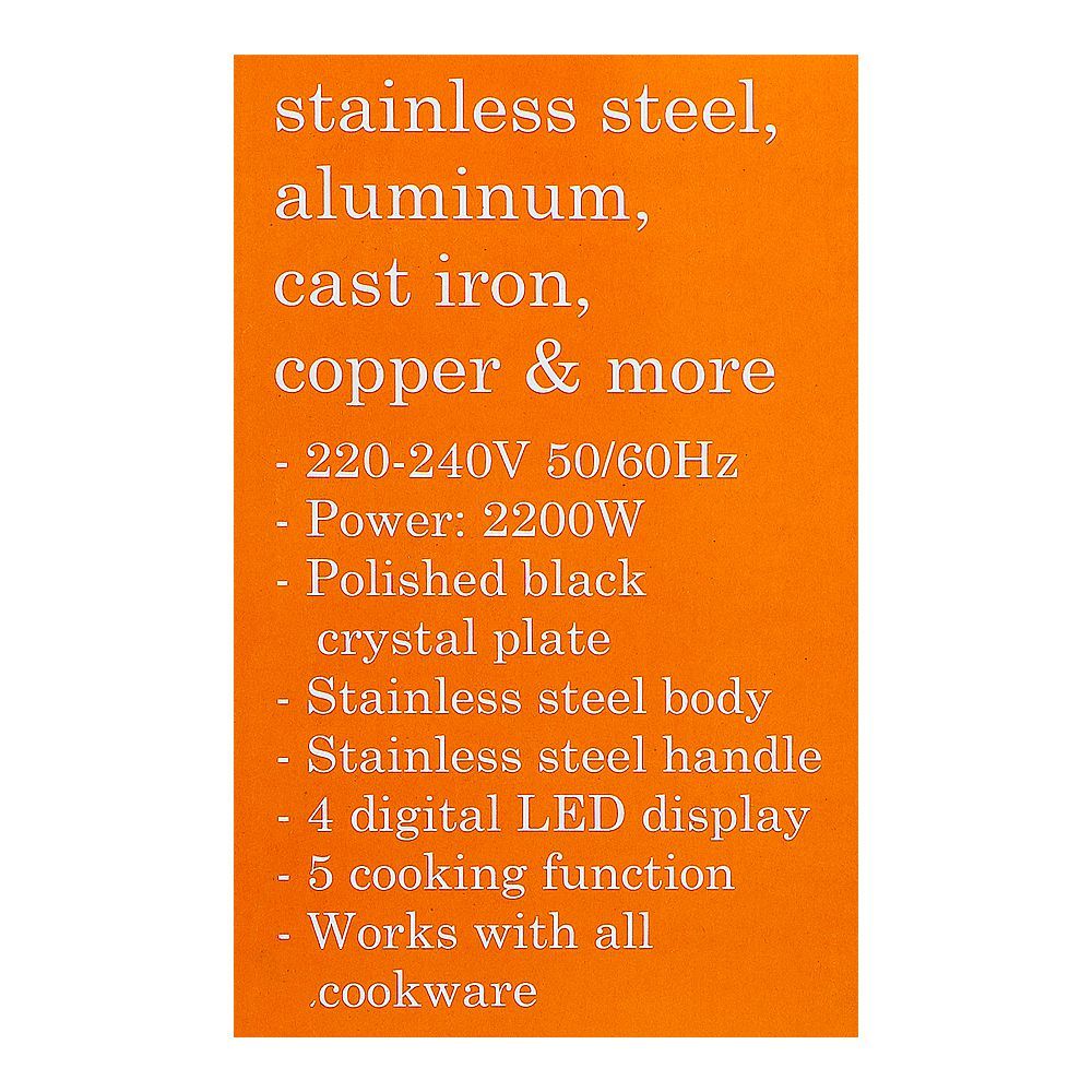 Sayona Infrared Cooker 2200W with Digital LED Display & Stainless Steel Body – Polished Black Crystal Plate (SIC-4532) - Image 3