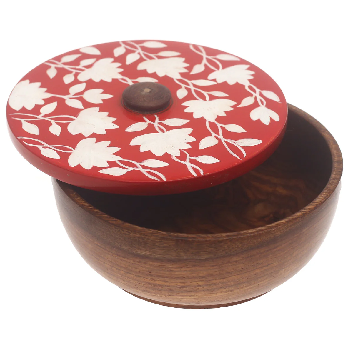 Scarlet Heritage Naqshi Single Jar – Handcrafted Wooden Storage Jar with Floral Naqshi Art - Image 2