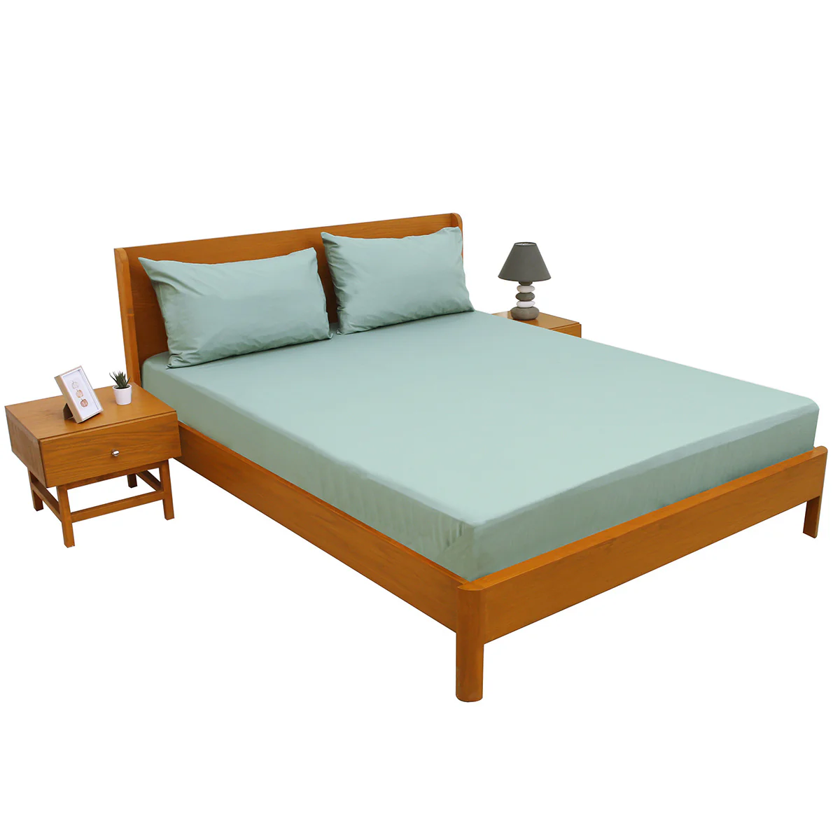Sea Green Dyed Double Bed Sheet 96x102 Inch – Solid Color Premium Bedsheet - Image 2