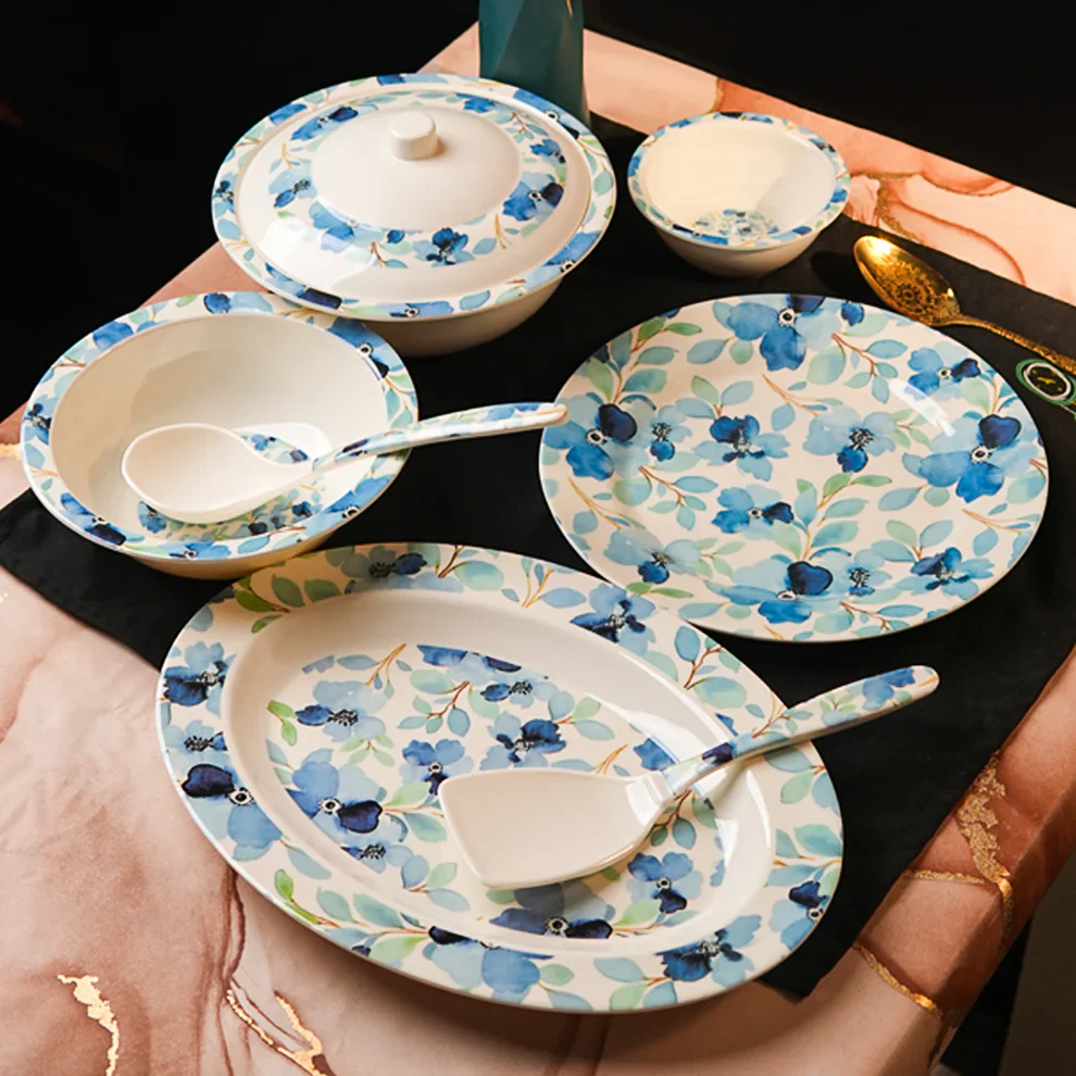 Sea of Blue Dinner Set – Coastal Florals with Fresh, Timeless Elegance (22 / 30 / 43 PCS) - Image 2