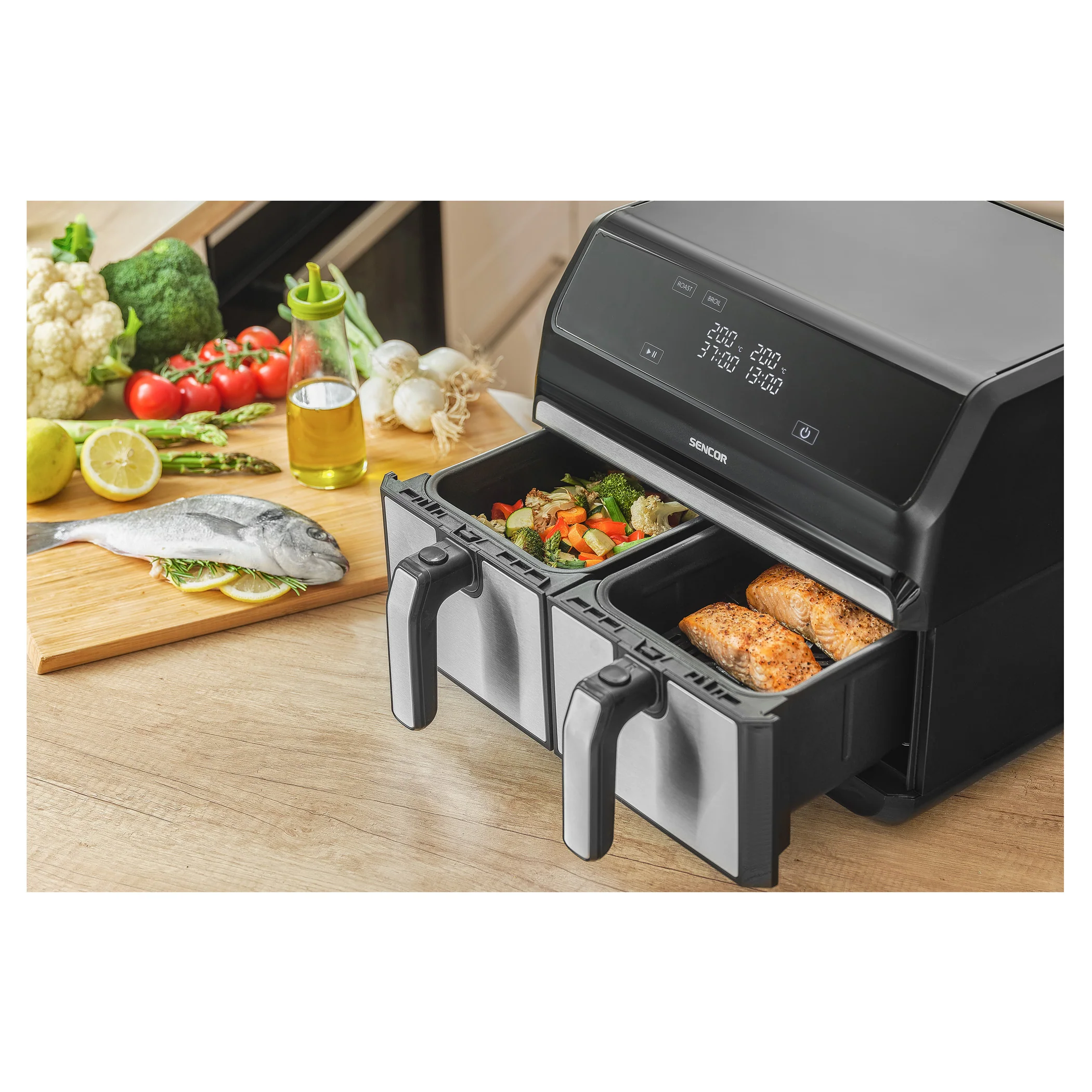 Sencor SFR9500SS Vita Fryer – Dual 2×4 L Baskets (8 L Total), Stainless Steel, 1700 W, LED Digital Air Fryer with Touch Controls - Image 10