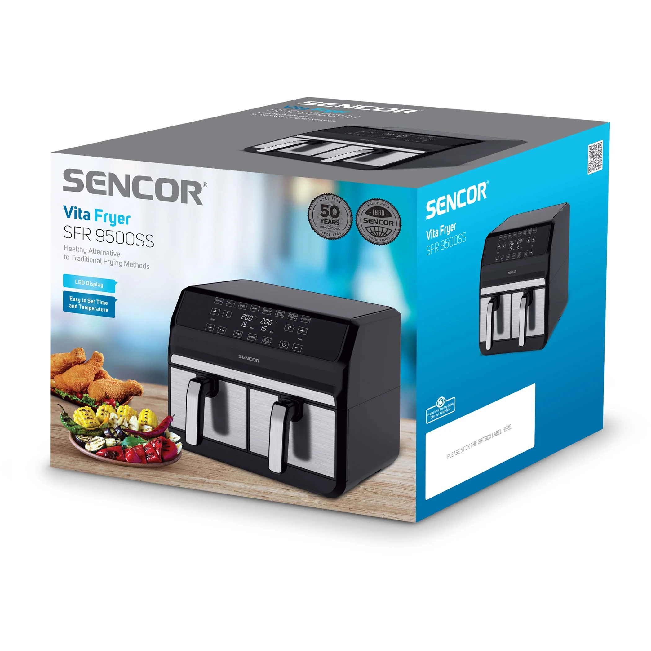 Sencor SFR9500SS Vita Fryer – Dual 2×4 L Baskets (8 L Total), Stainless Steel, 1700 W, LED Digital Air Fryer with Touch Controls - Image 12