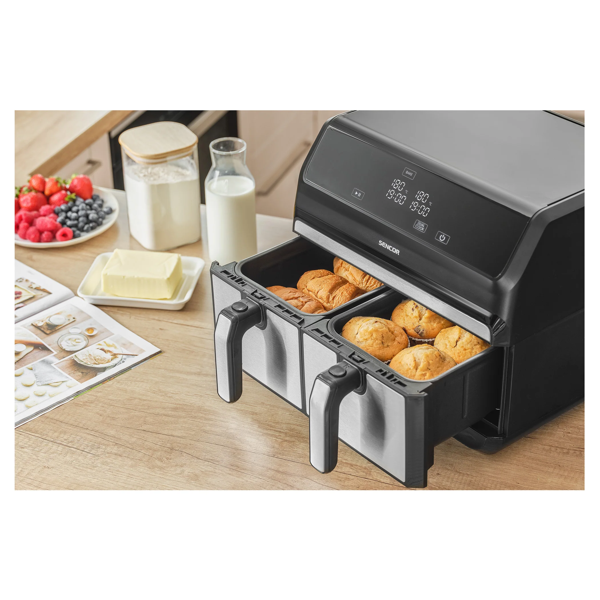 Sencor SFR9500SS Vita Fryer – Dual 2×4 L Baskets (8 L Total), Stainless Steel, 1700 W, LED Digital Air Fryer with Touch Controls - Image 9