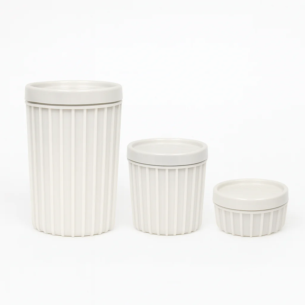 Set of 3 Storage Jars with Lids – Modern Multipurpose Container Set (Green, White, Red, Grey) - Image 3