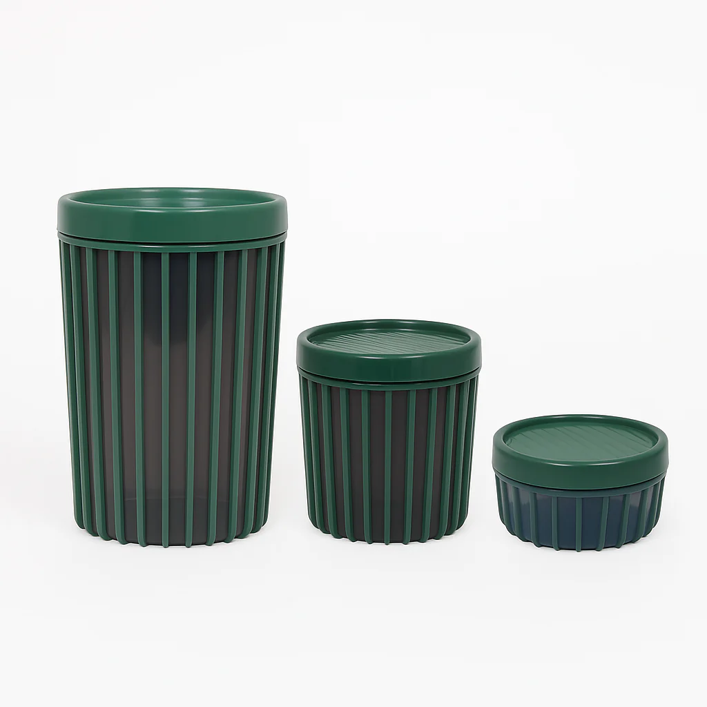 Set of 3 Storage Jars with Lids – Modern Multipurpose Container Set (Green, White, Red, Grey) - Image 4