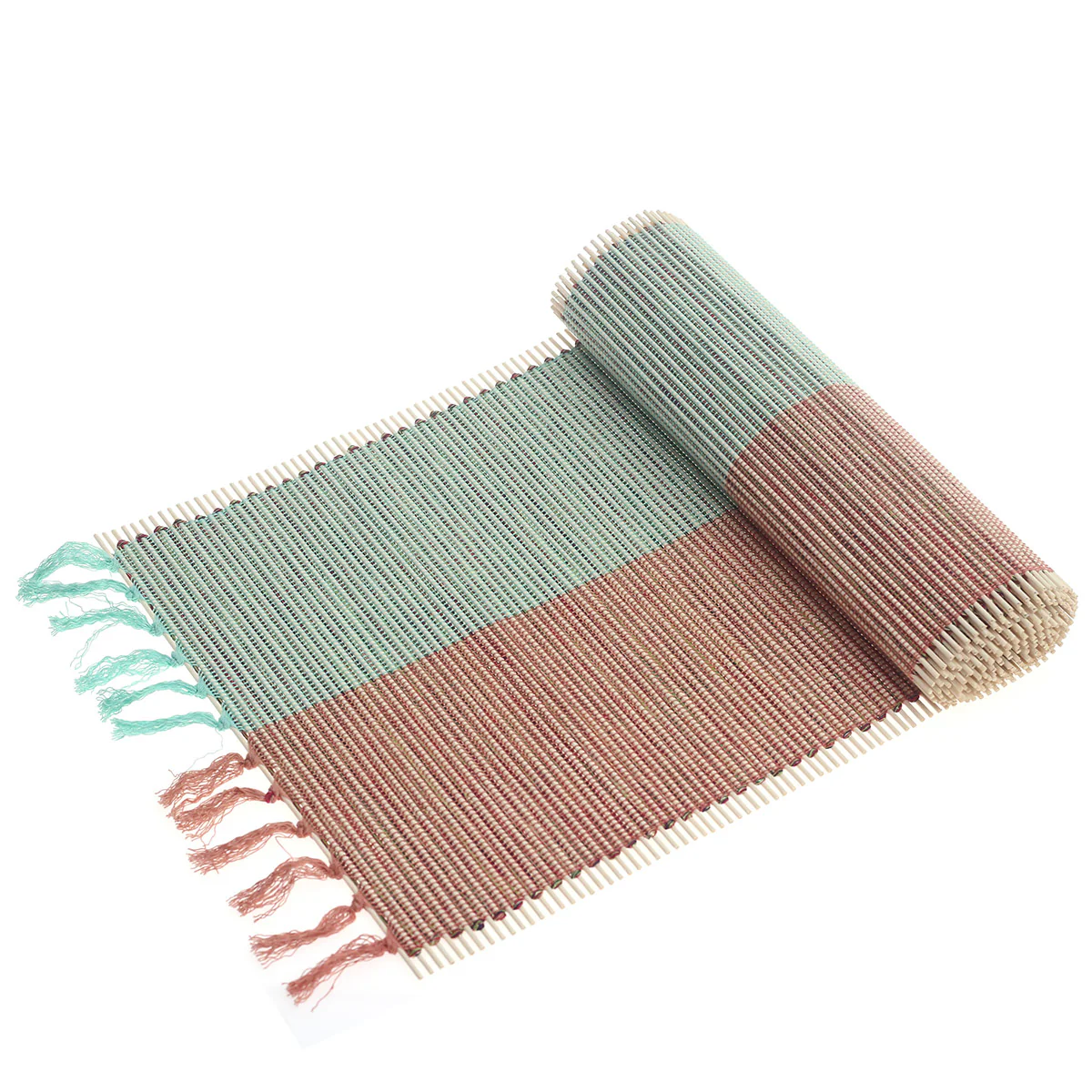 Shaded Pastels Bamboo Table Runner 13x72" – Handwoven Eco-Friendly Dining Table Décor