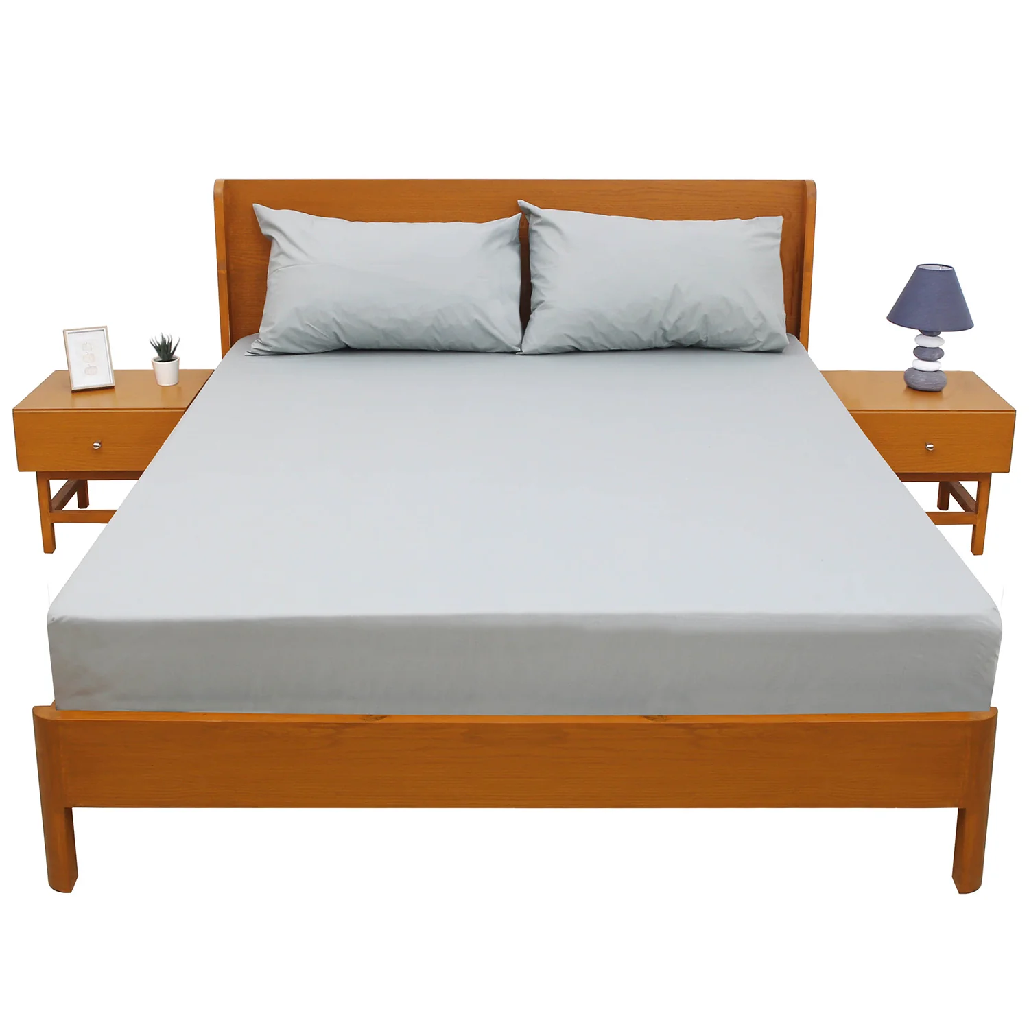 Silver Grey Dyed Double Bed Sheet 96x102" – Modern Neutral Premium Bedding - Image 2
