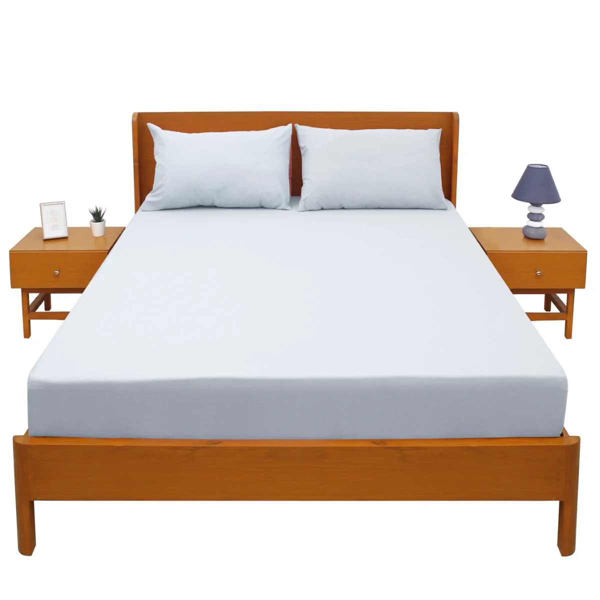 Sky Blue Dyed Double Bed Sheet 96x102" – Dyed Percale - Image 2