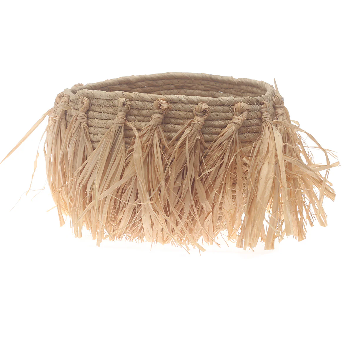 Small Natural Woven Storage Basket with Fringe Detail – 9 x 6.5 Inch - Image 2