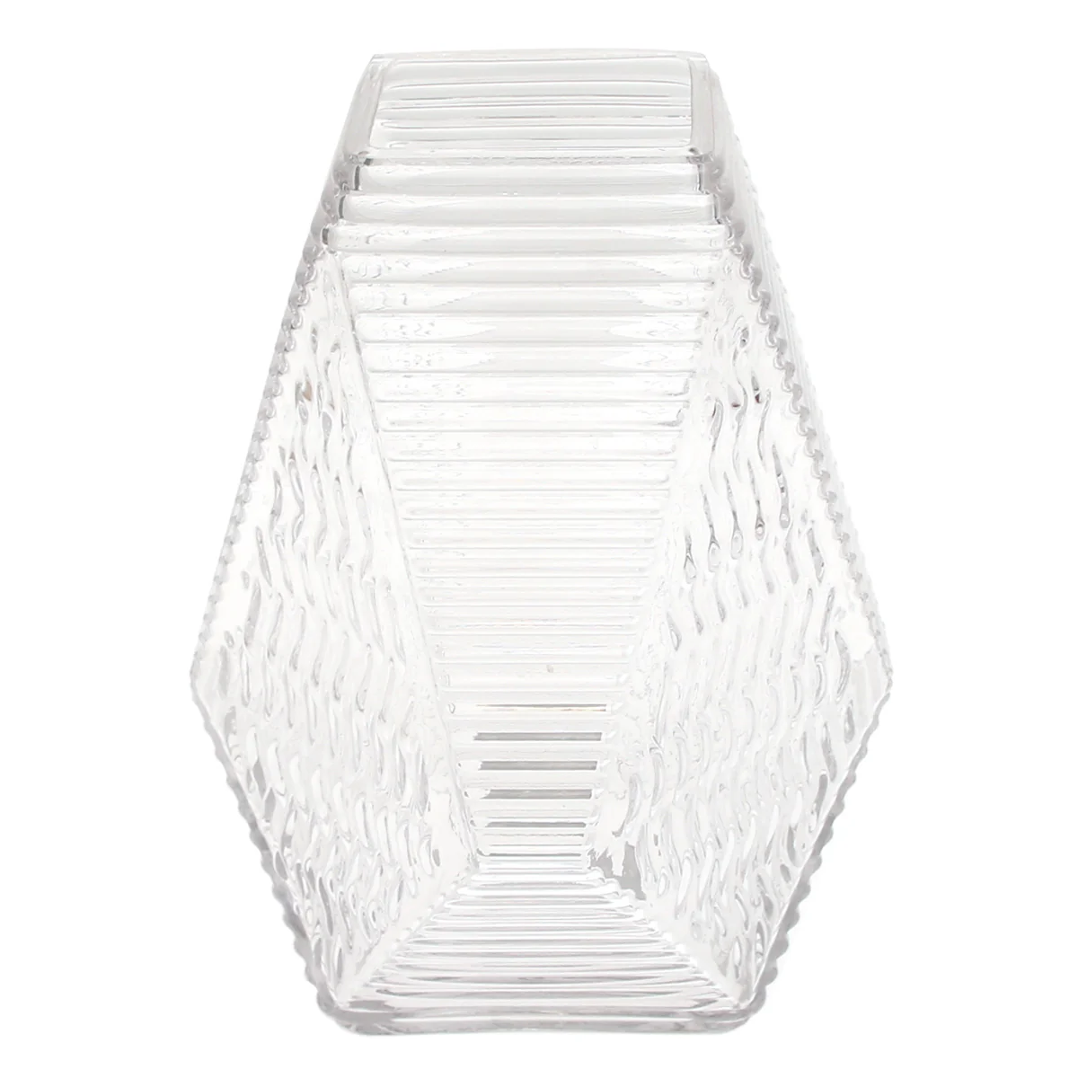 Small Transparent Diamond-Shape Glass Vase | Clear Mini Geometric Décor - Image 2