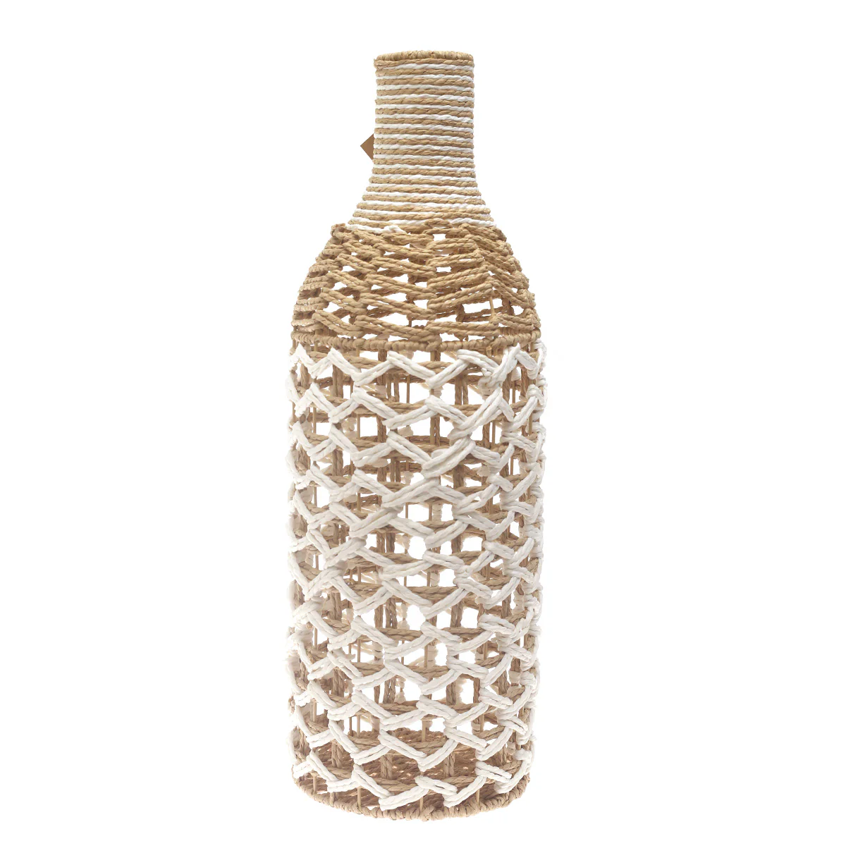 Small White & Natural Rope Decorative Vase – 24 Inch Handwoven Floor Accent - Image 2