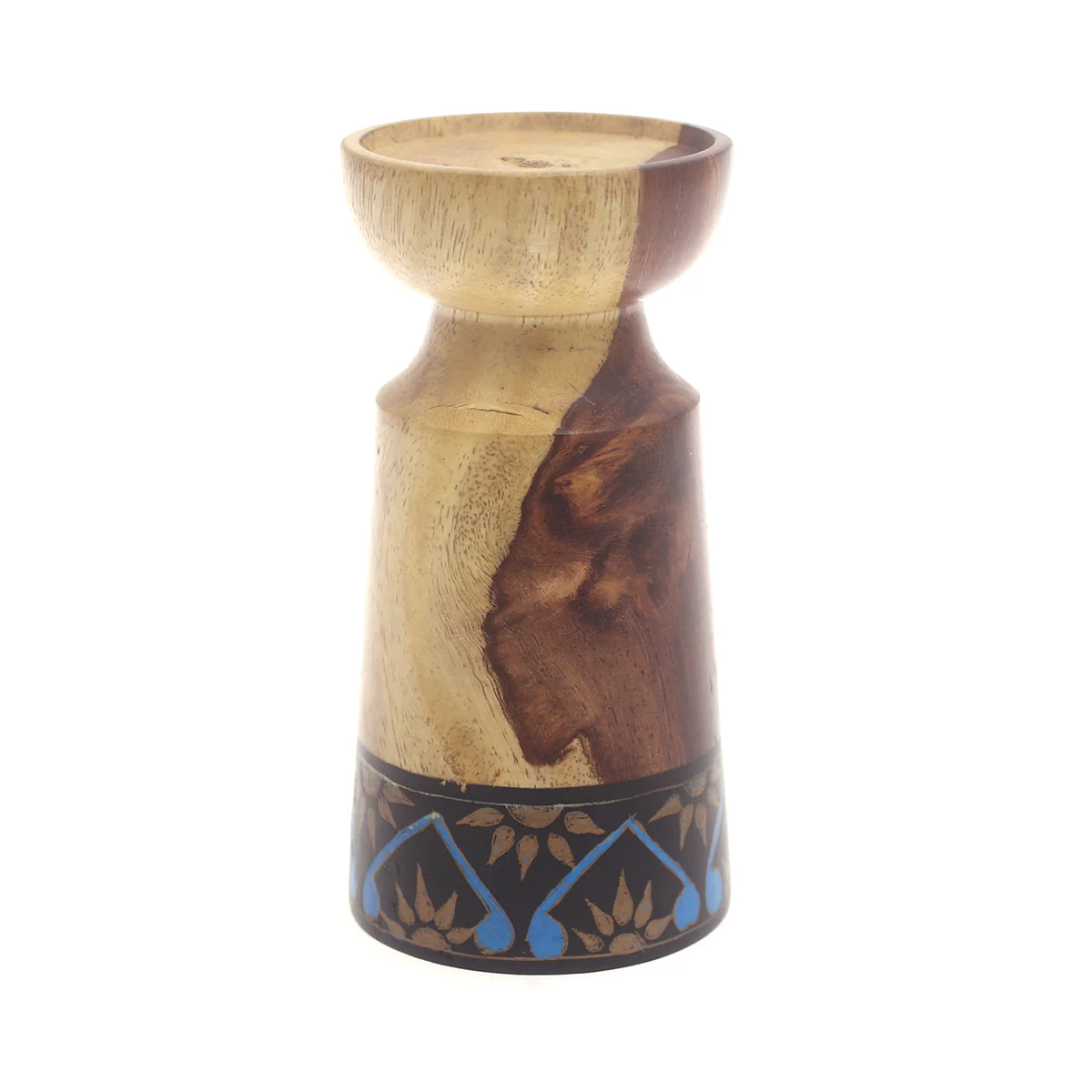 Small Wooden Candle Stand – Blue & Black | Elegant Decorative Holder - Image 2