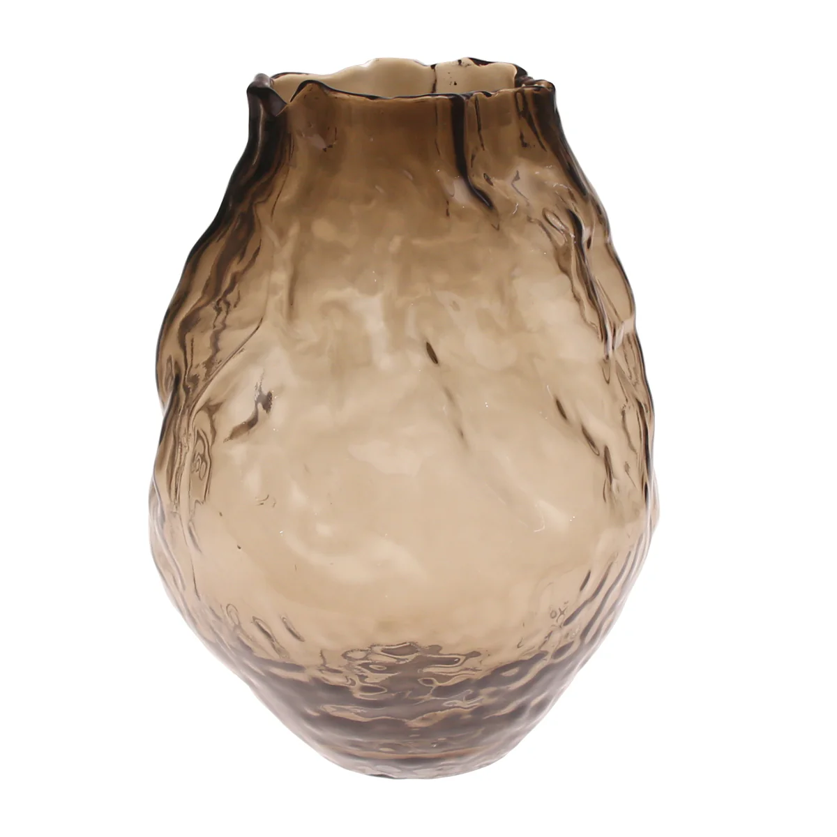 Smoky Brown Glass Vase | Elegant Amber-Tinted Geometric Décor Piece - Image 2