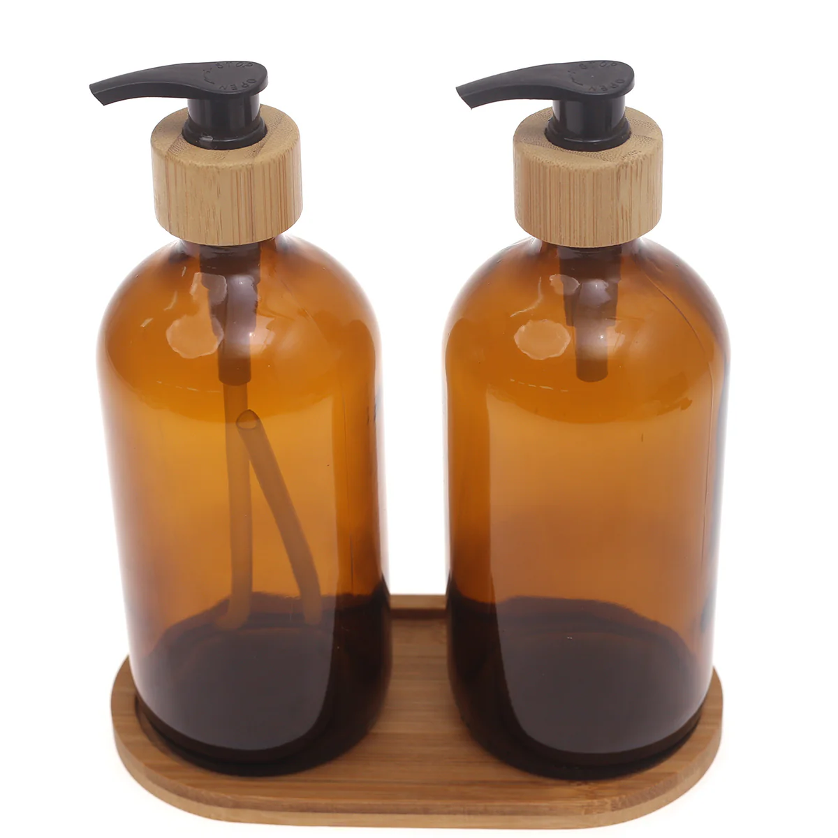 SOAP DISPENSER GLASS BOTTLE – 2PCS (Brown) - Image 2