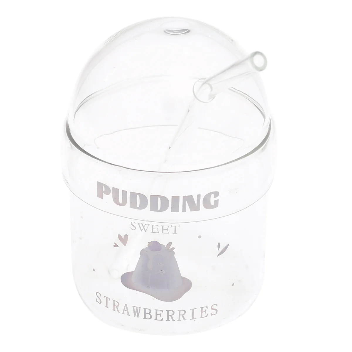 Soda Glass – Transparent with Dome Lid & Straw - Image 2