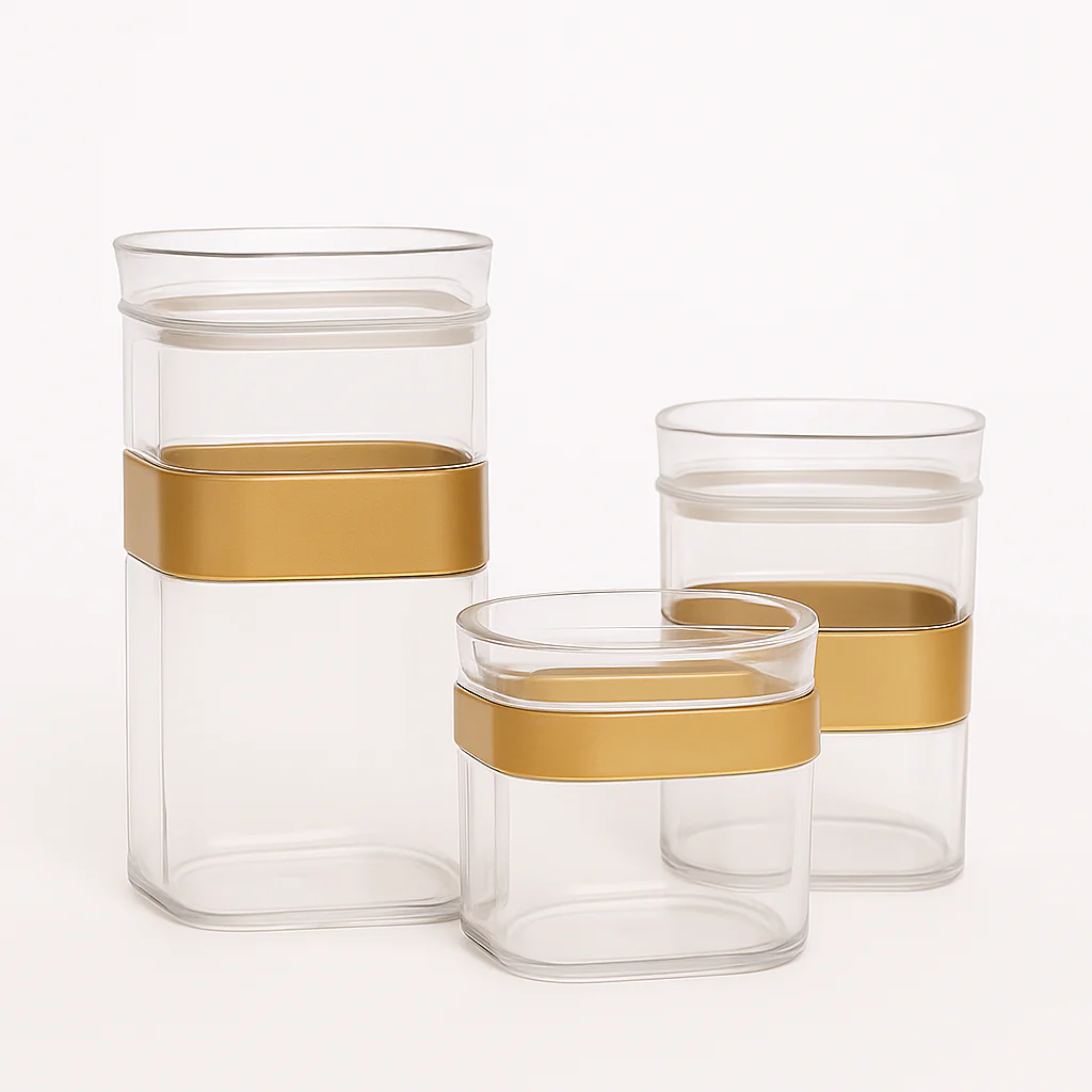 Sparkle Acrylic Jar – Premium Transparent Storage Containers with Golden Band - Image 2