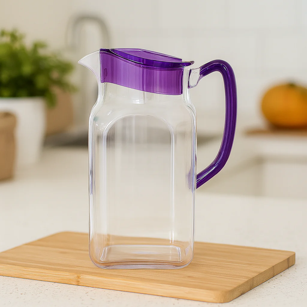 SQ Jug 1900ml – Available in Sky Blue, Purple, Orange, Clear, Amber & Blue | Premium Polycarbonate Square Pitcher