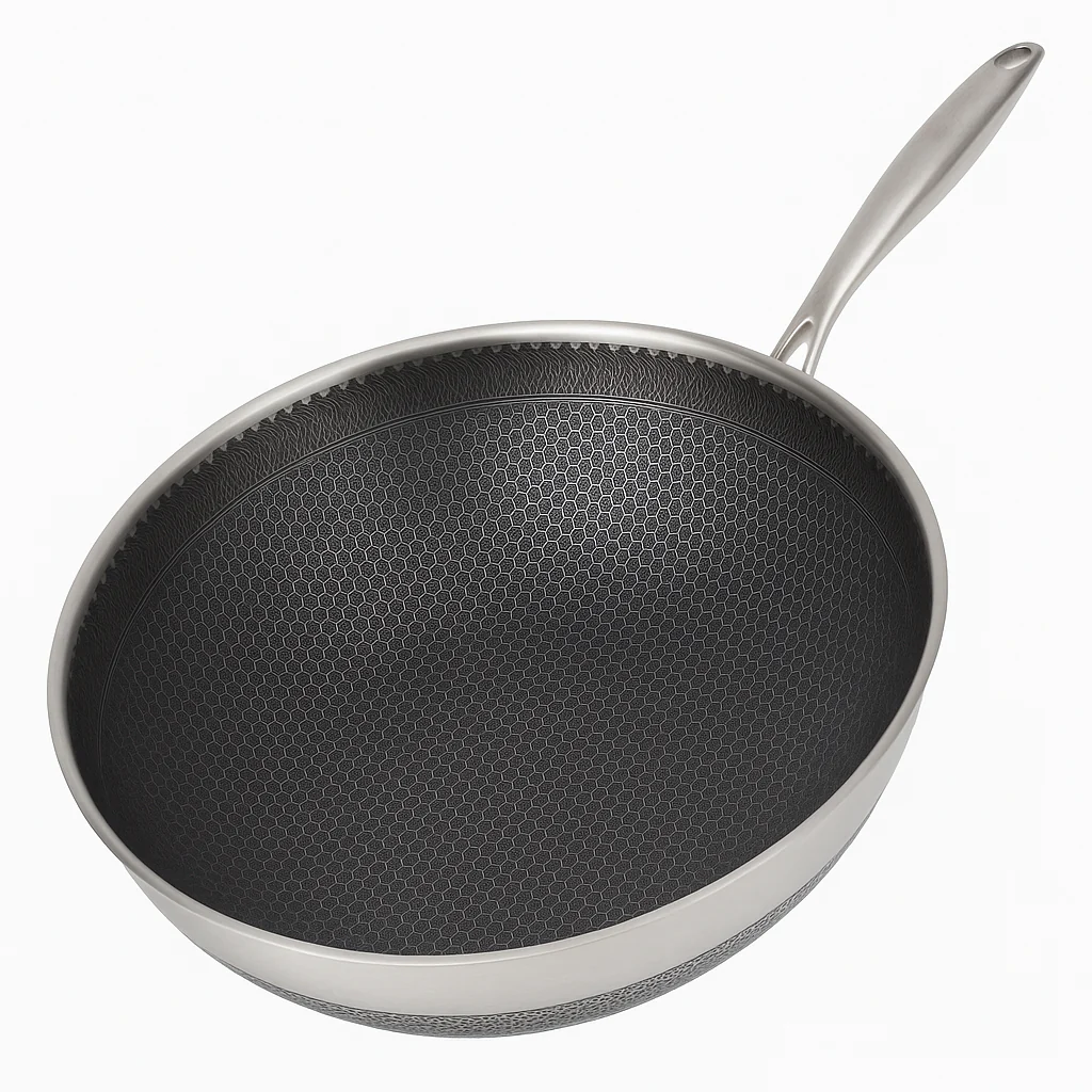 Stainless Steel Honeycomb Non-Stick Karahi with Single Handle – Available in 26cm, 28cm & 30cm - Image 3
