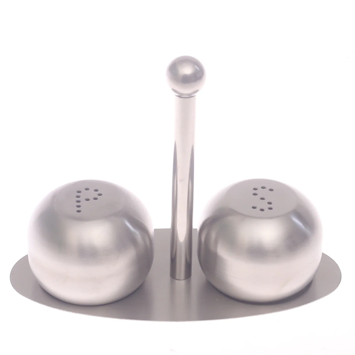 Stainless Steel Salt & Pepper Set (3-Piece) – Modern Tabletop Seasoning Dispenser with Stand - Image 2