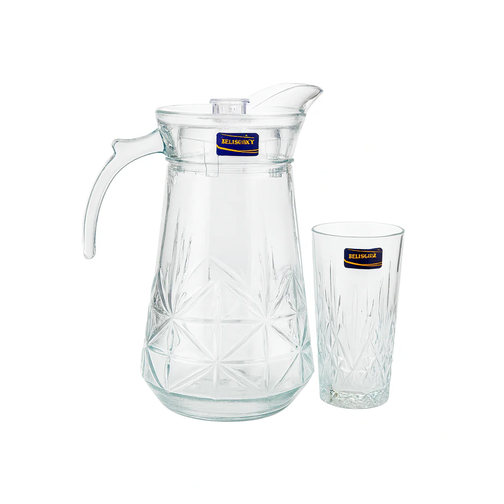 Star-Cut Premium Glass Water Set – 7-Piece Set (1.7 L Jug + 278 mL Glasses) - Image 2
