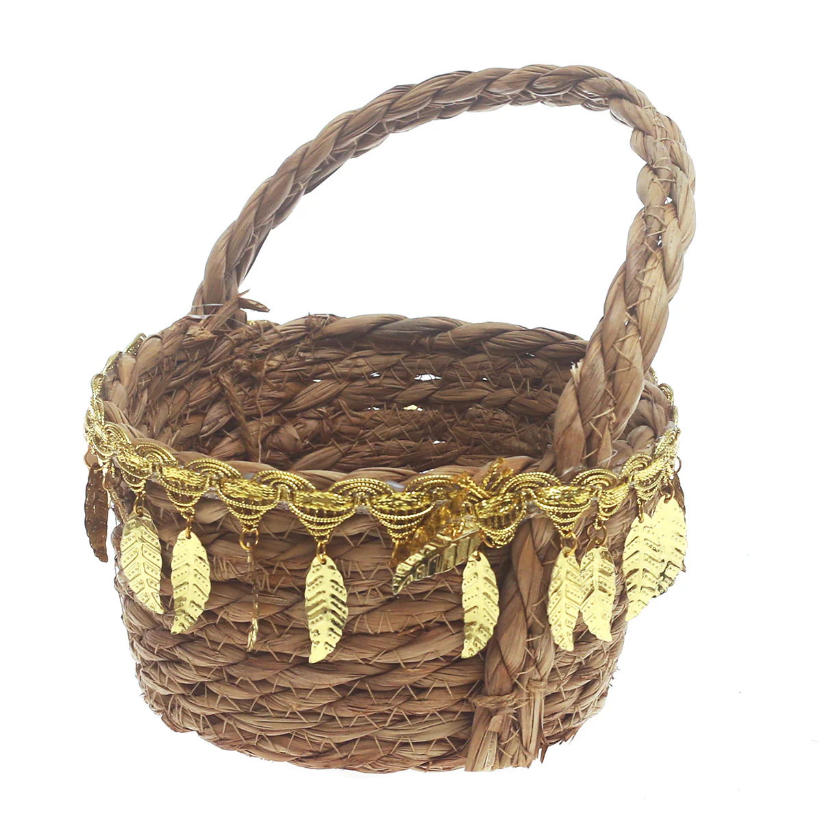 Storage Basket – Small Brown Handwoven Decorative Basket with Handle (6.5 x 6.5 x 8 Inch) Description