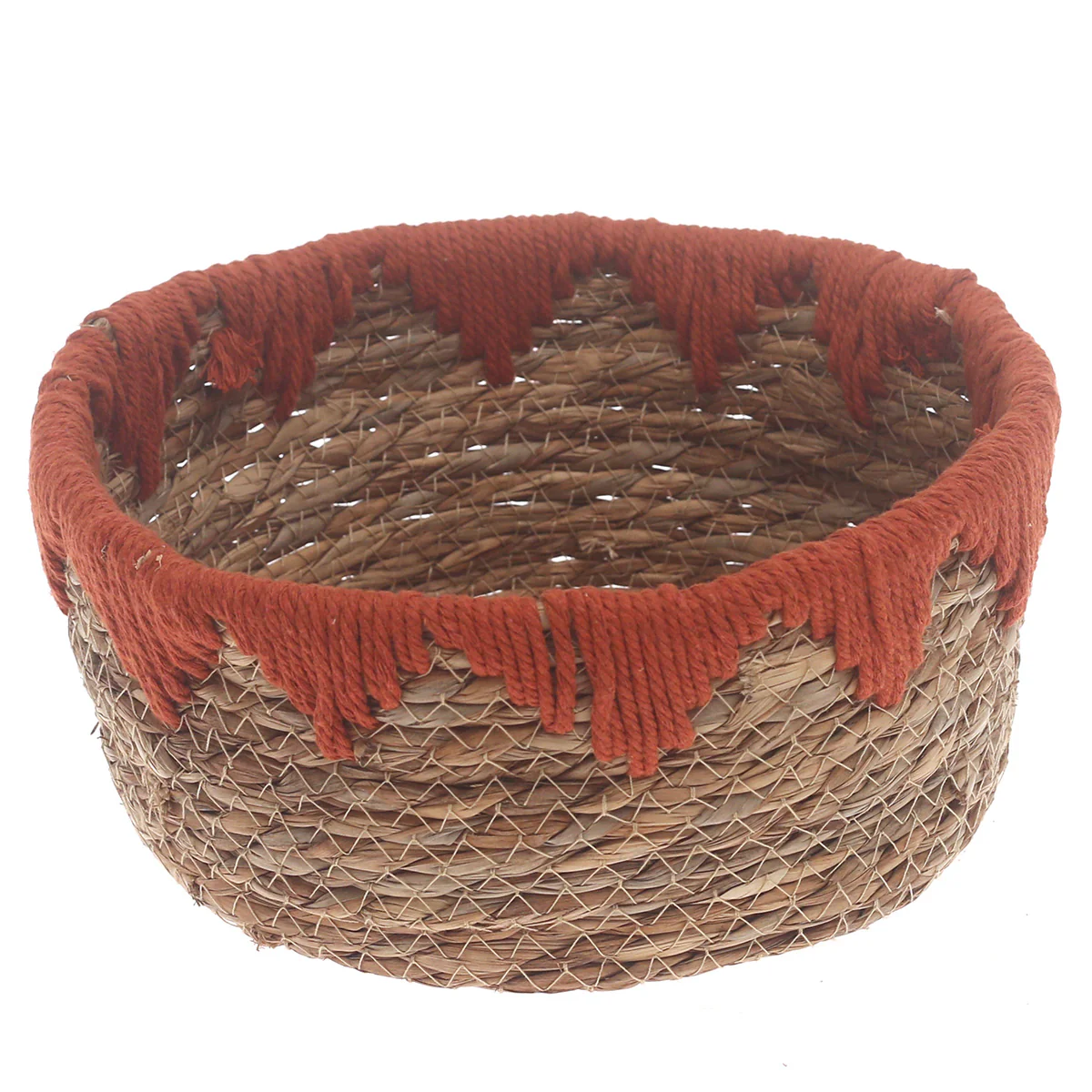 Storage Basket – Small Rust Handwoven Natural Fiber Basket (10 x 4.5 Inch) - Image 2