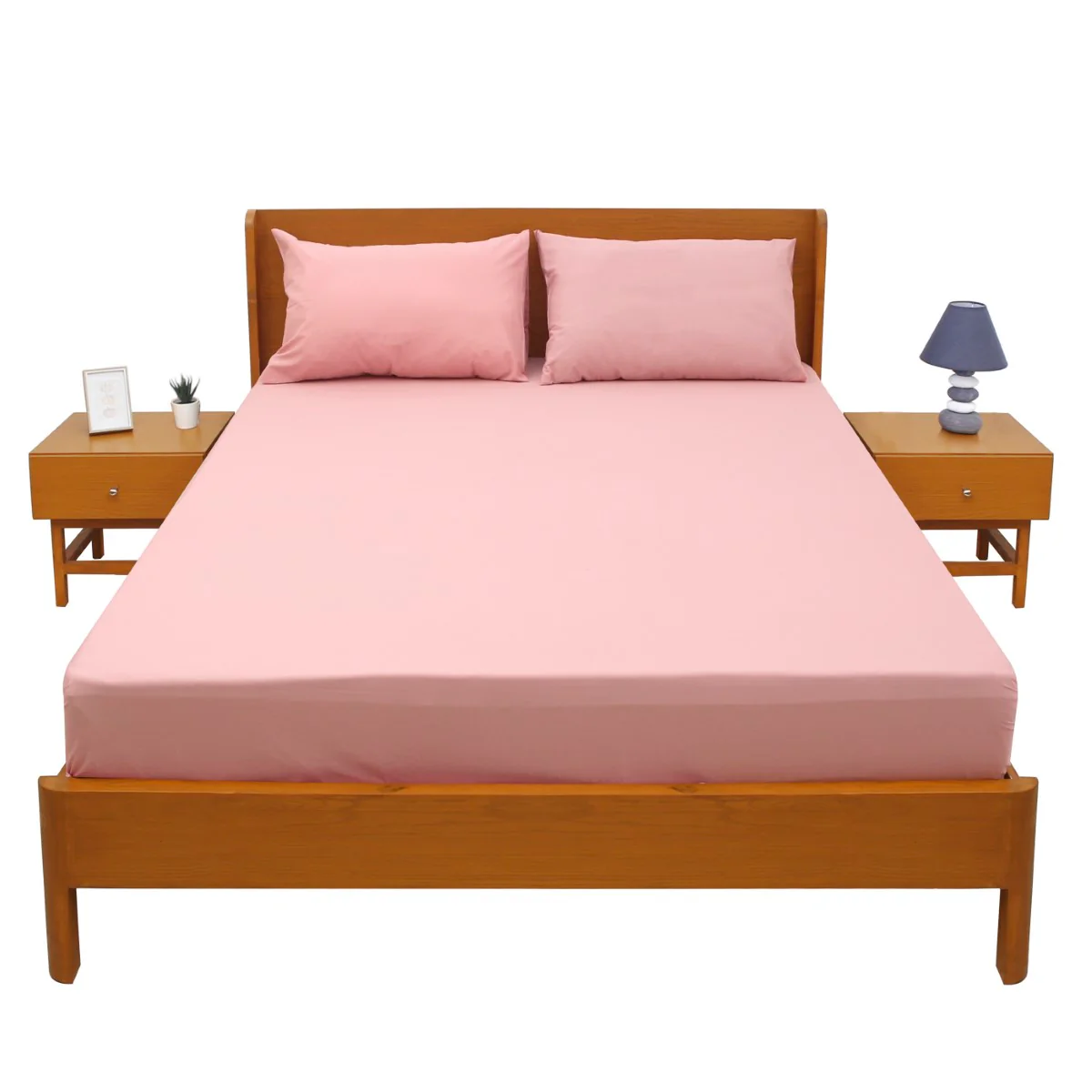 T-Pink Dyed Double Bed Sheet 96x102" – Dyed Percale - Image 2