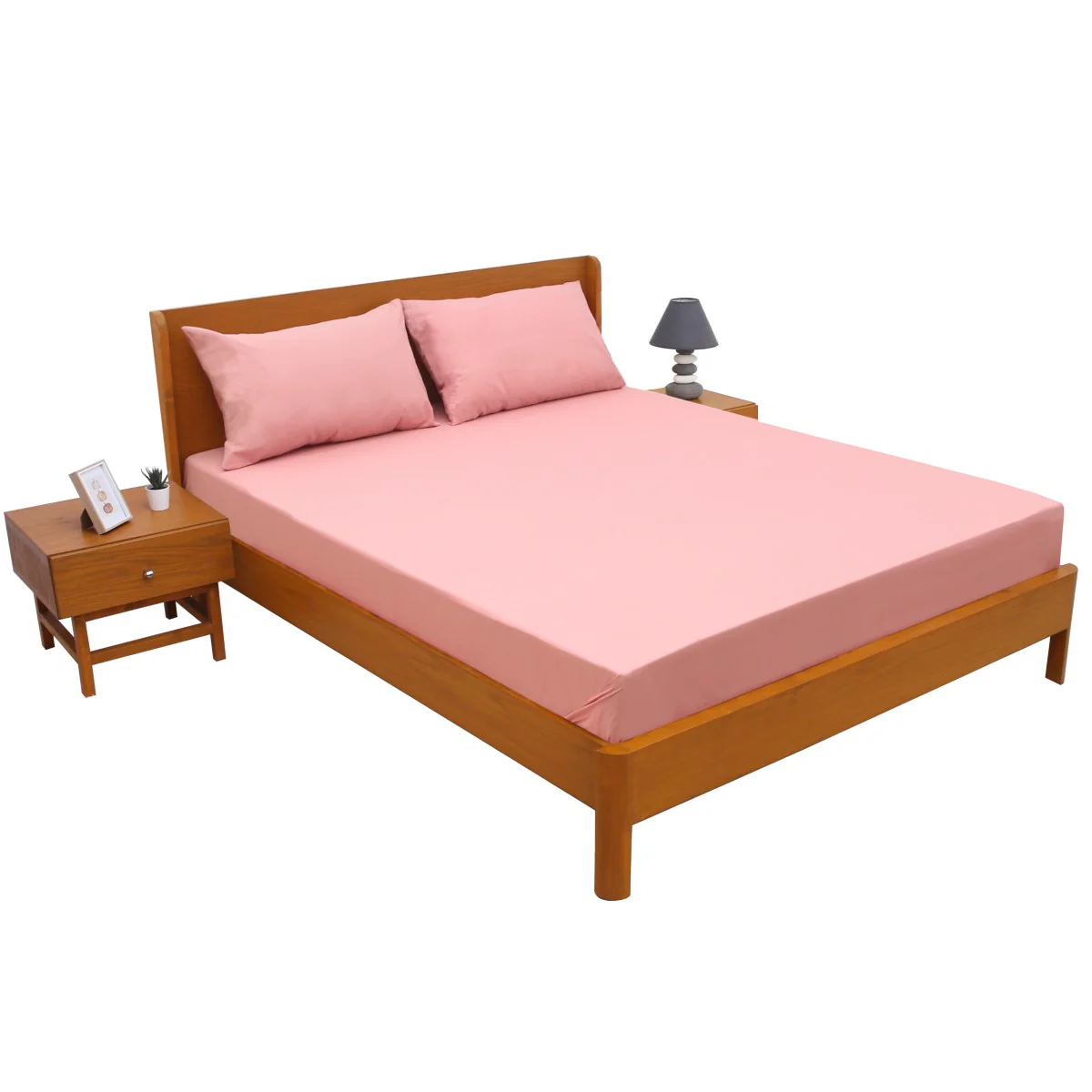 T-Pink Dyed Double Bed Sheet 96x102" – Dyed Percale - Image 3