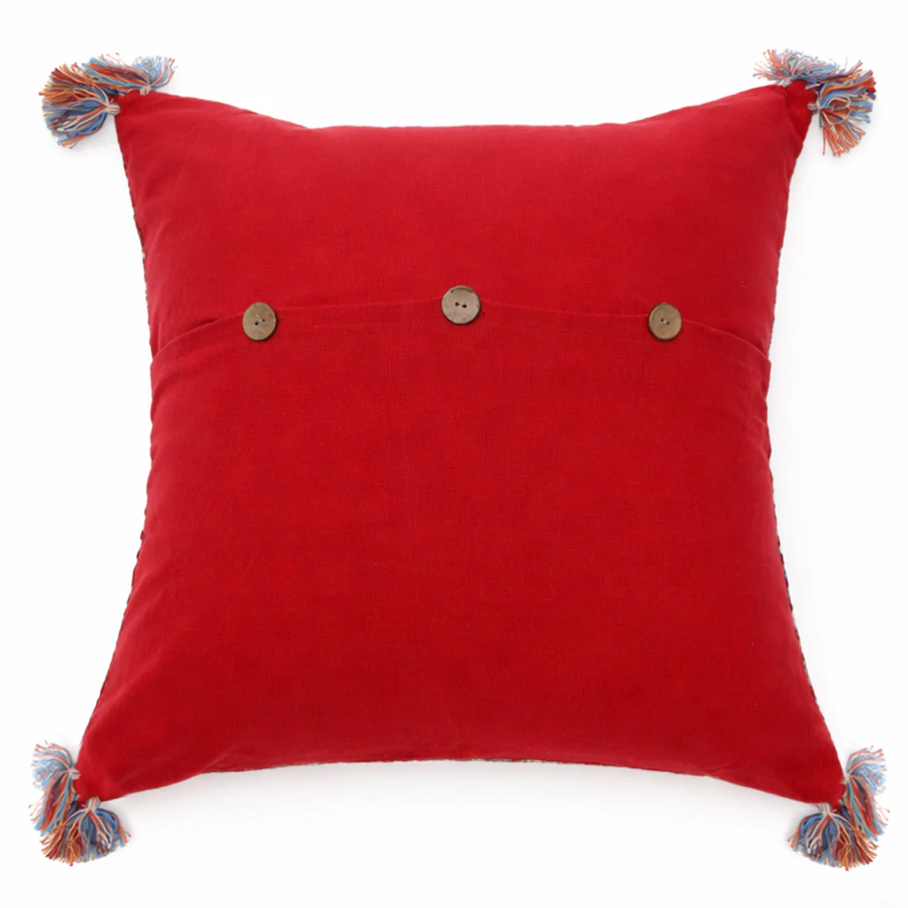Tangerine Ethnic Cushion Cover 20x20" – Boho Printed Tassel Decorative Pillow - Image 3