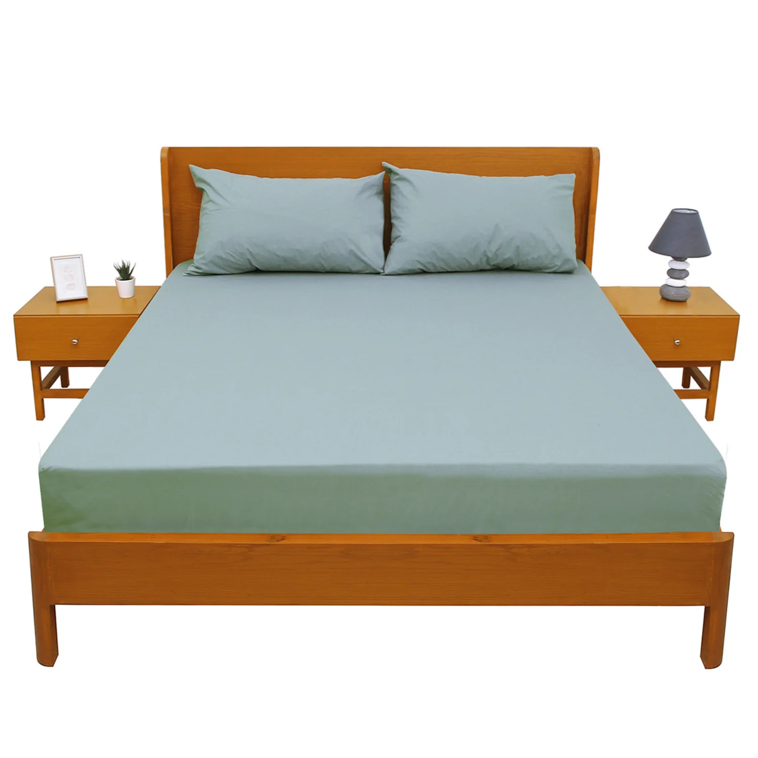 Teal Blue Dyed Double Bed Sheet – Solid Color Premium Bedsheet - Image 3