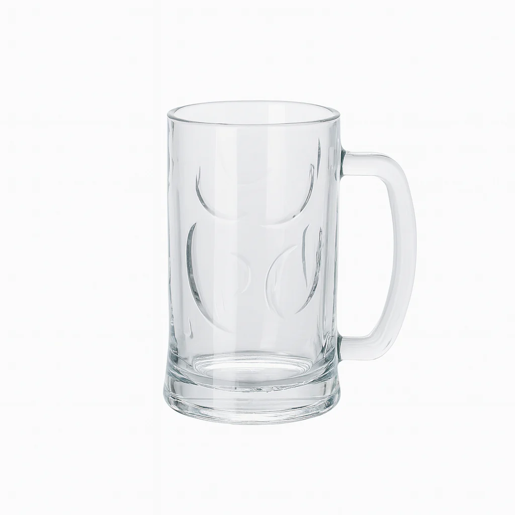 Textured Clear Glass Juice Mug with Handle 400 ml – Set of 6 | Premium Patterned Drinkware for Home & Café - Image 3