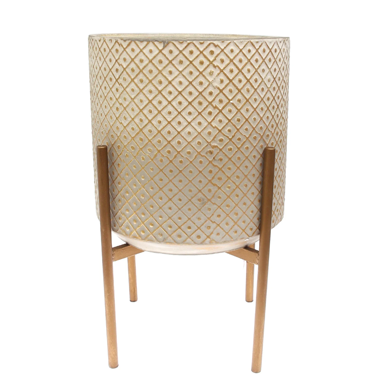 Textured Metal Planter with Golden Stand – Large - Image 2