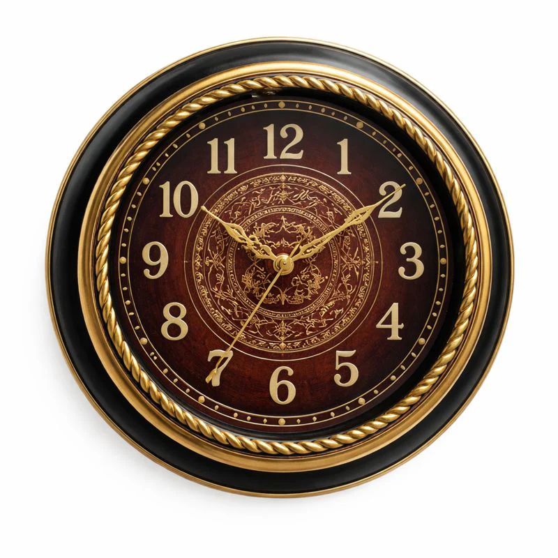 Titanic Wall Clock – Antique Brown & Gold Design with Eagle Emblem and Plastic Frame, Silent Quartz Movement
