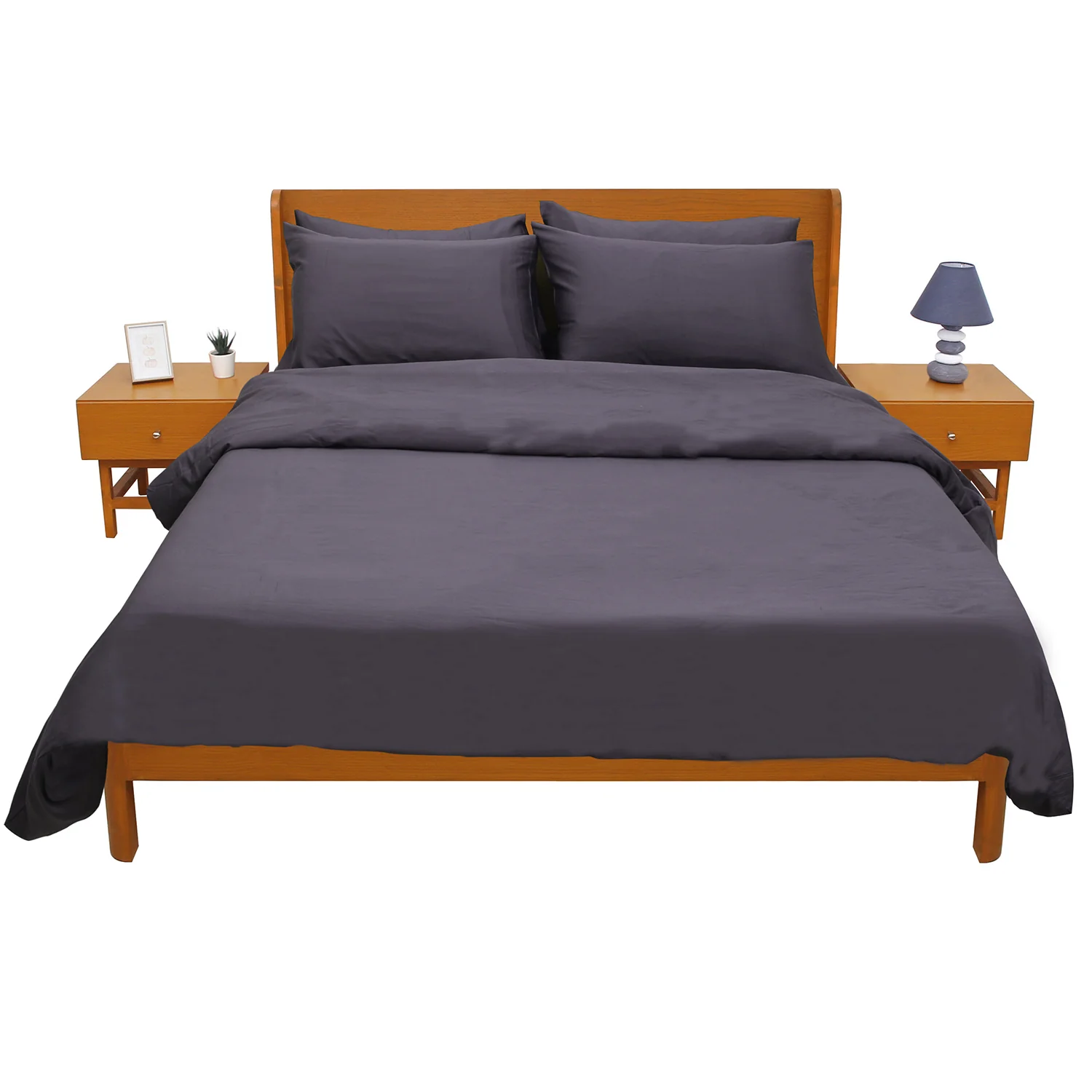 Trafalgar Grey Solid Dyed Double Bedding Set – 6 Pieces - Image 3