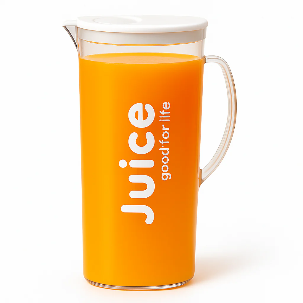 Transparent Juice Jug 1200 ml – Clear Plastic Beverage Pitcher with Handle & Lid for Water, Juice & Cold Drinks