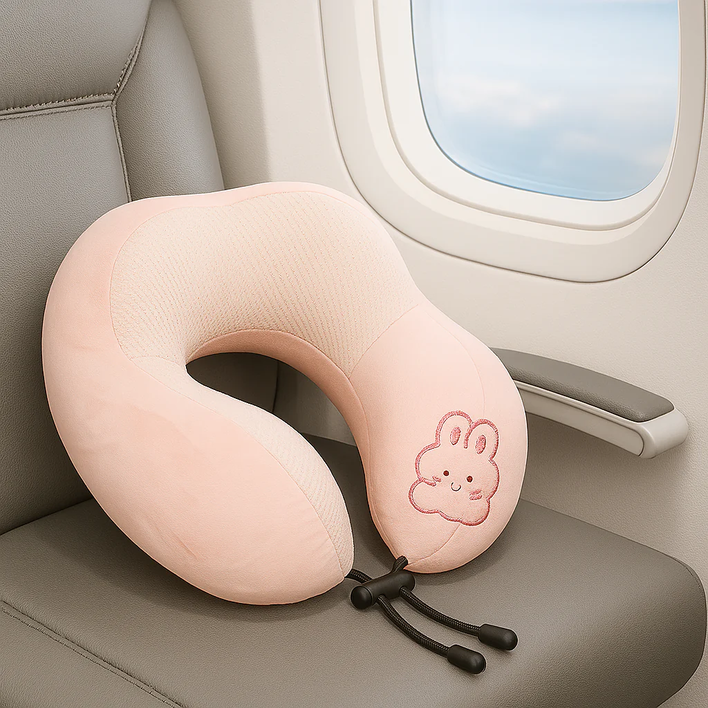 Travel Neck Pillow with Cute Design – Variant: Blue, Grey, Green, Purple, Pink - Image 6