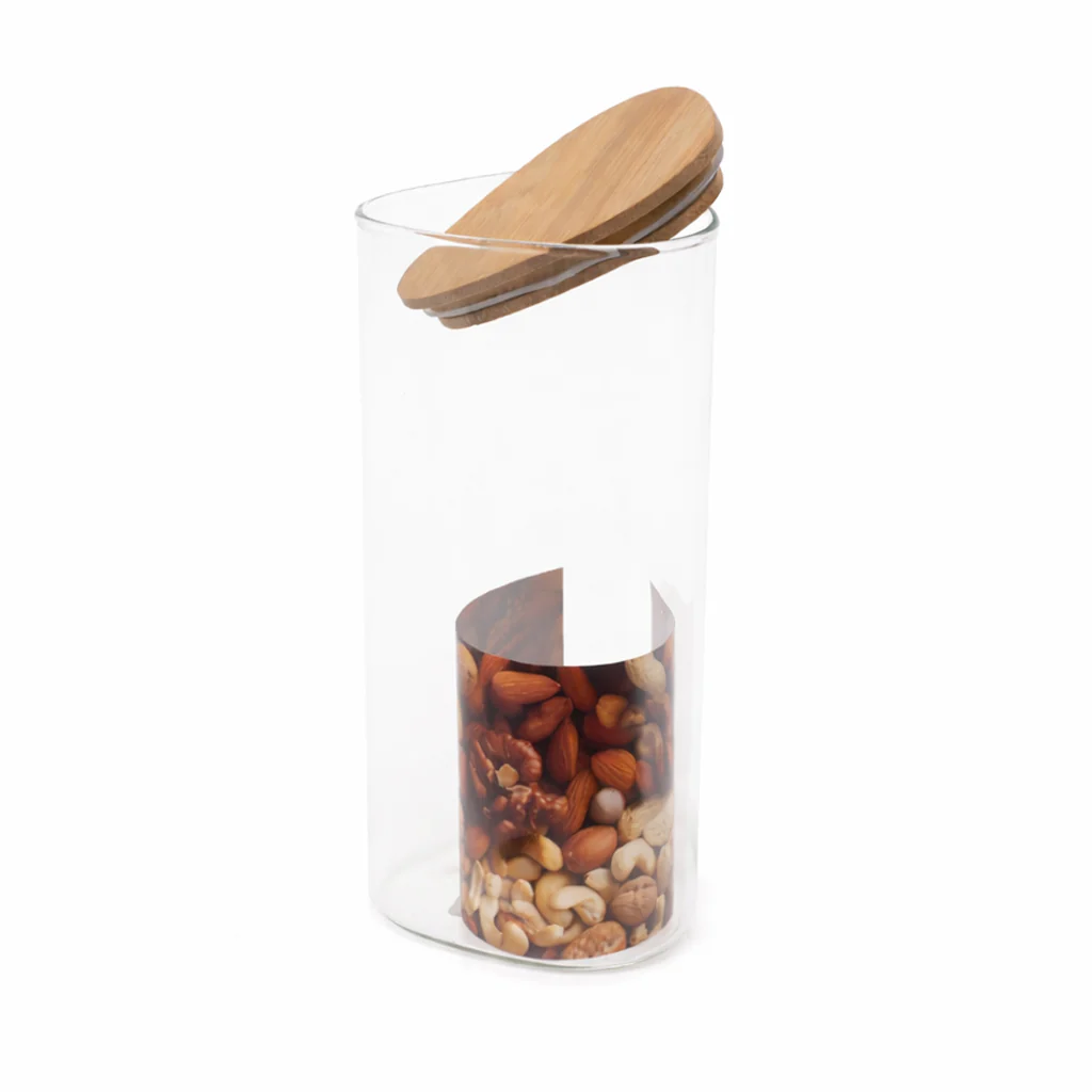 Tri Jar Large – Clear Storage Jar with Wooden Lid - Image 2
