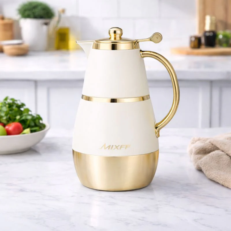 Vacuum Flask 1 LTR  Premium Insulated Thermos (Golden & Black, Silver & Grey, Golden & Beige) - Image 2