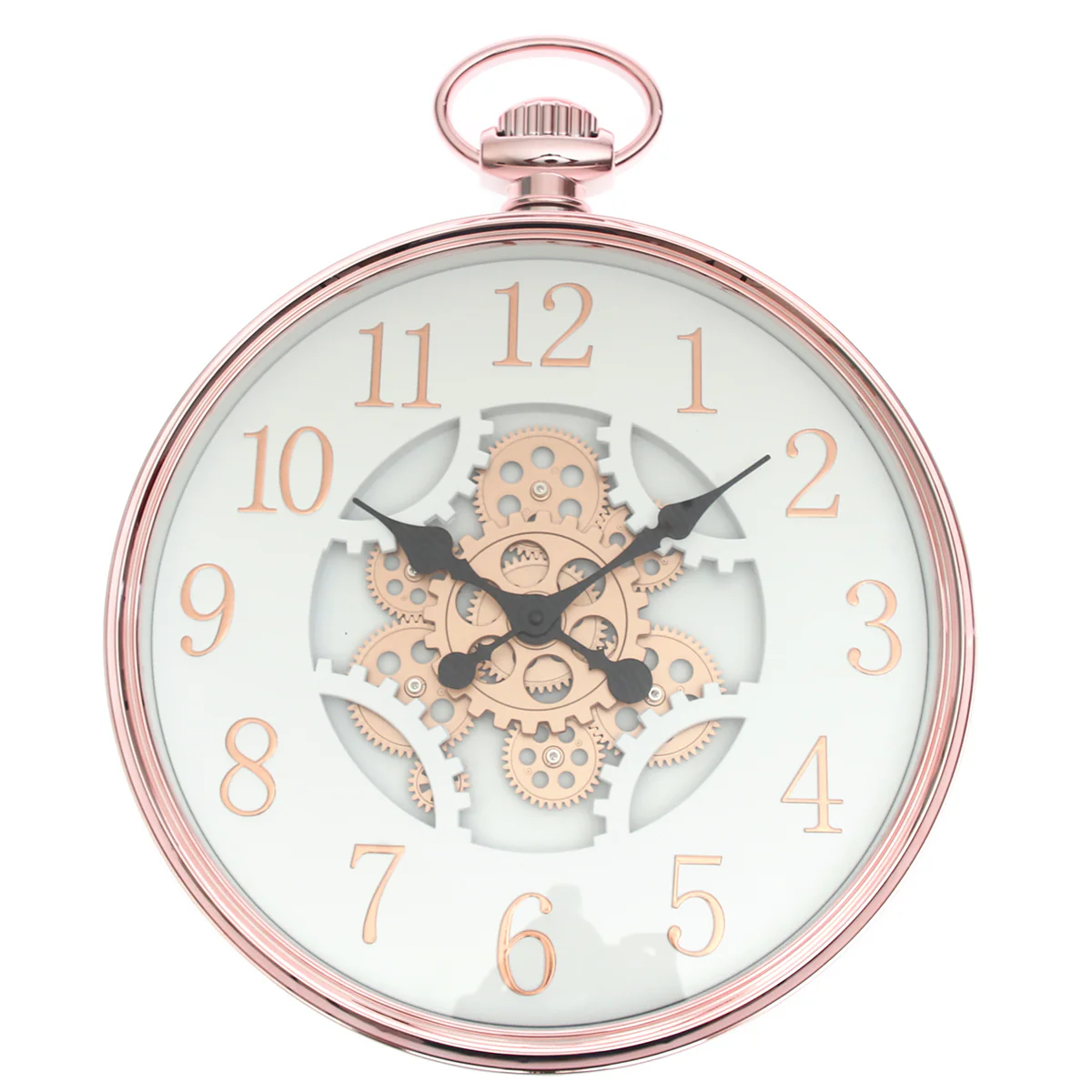 Wall Clock – Matt Gold & White with Exposed Gear Design (Model 7121)