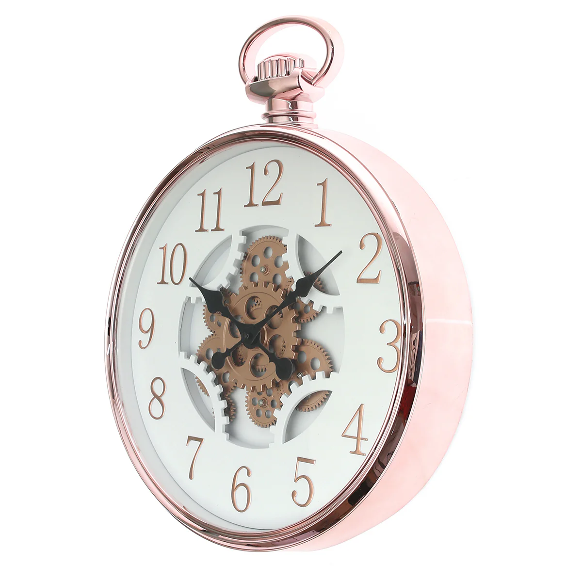 Wall Clock – Matt Gold & White with Exposed Gear Design (Model 7121) - Image 2