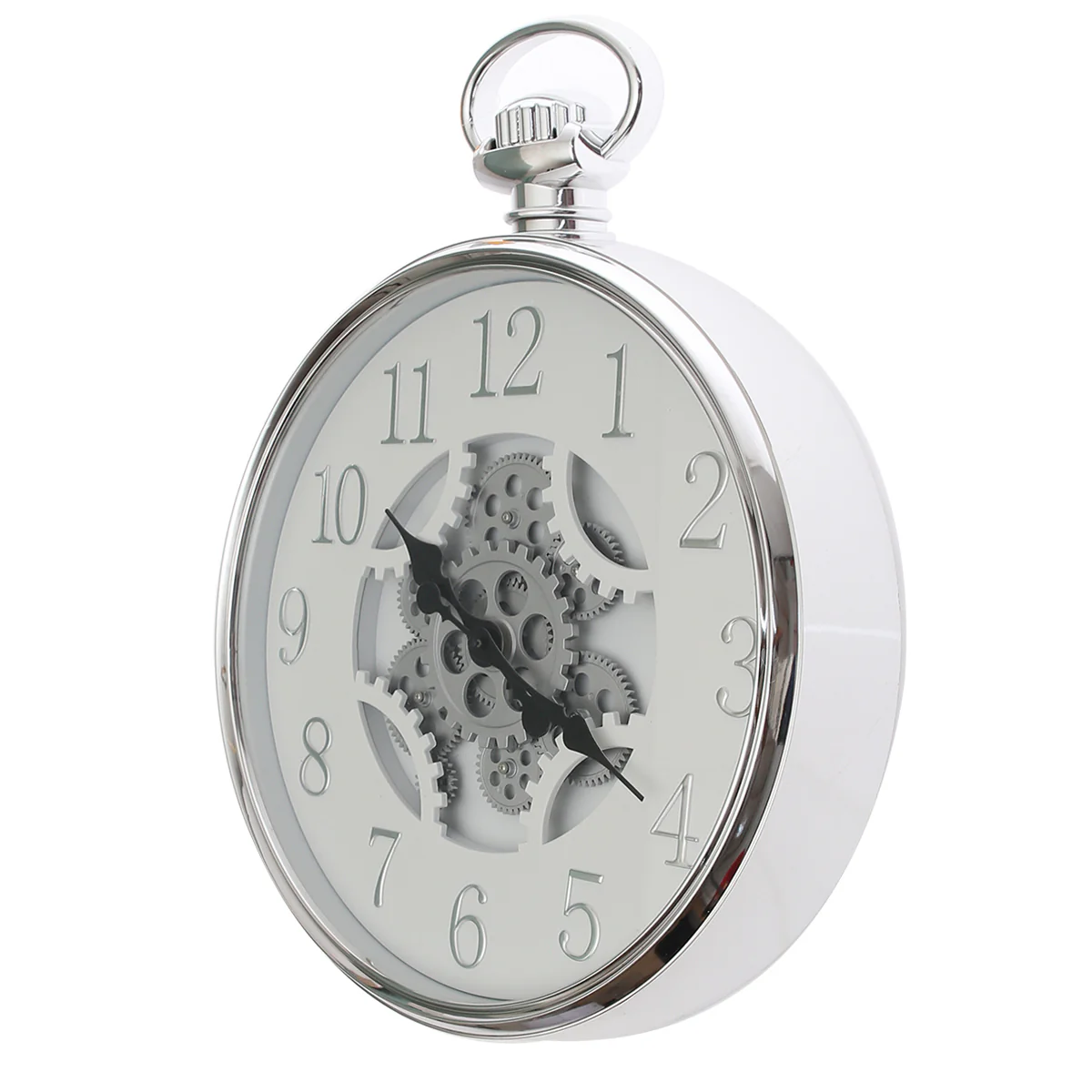 Wall Clock – Silver & White with Exposed Gear Design (Model 7121) - Image 2