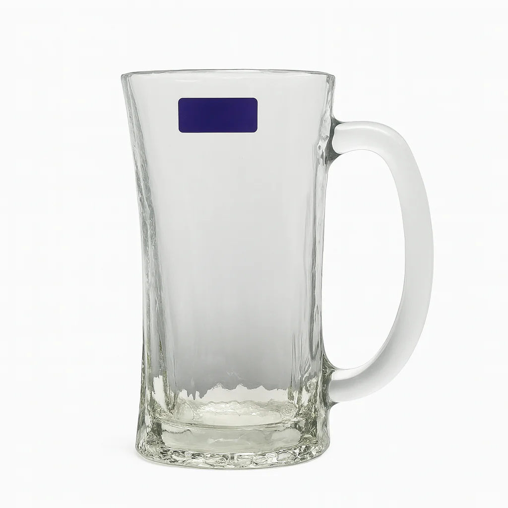 Wavy Textured Clear Glass Juice Mug 320 ml with Handle – Set of 6 | Stylish Drinkware for Home & Café - Image 3