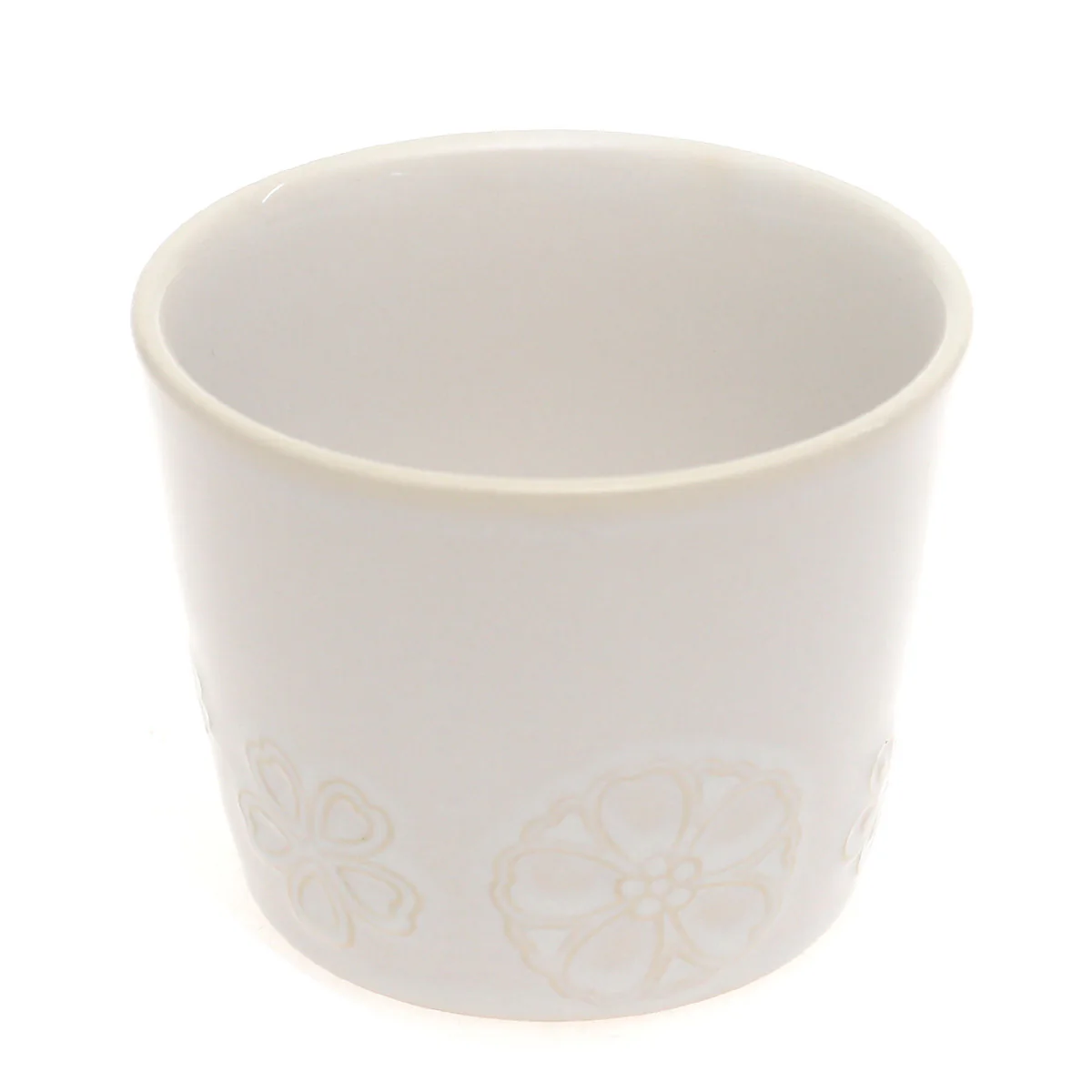 White Ceramic Mug – 3.5 x 3 Inches | Subtle Floral Embossed Coffee & Tea Mug - Image 2