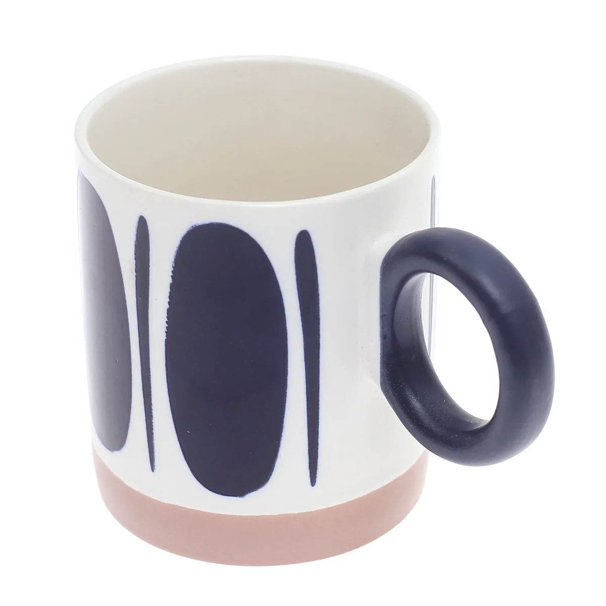 White Ceramic Mug with Black Oval Pattern - Image 3
